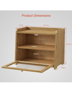 Caja de Pan de Bambú Goozii Grande 2 Niveles Natural 2
