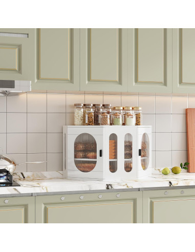 Caja de Pan Esquinera Minton de Madera Ajustable Blanca