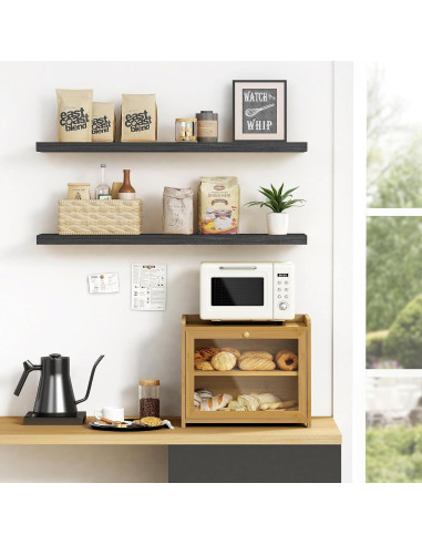 Caja de Pan de Bambú Goozii Grande 2 Niveles Natural