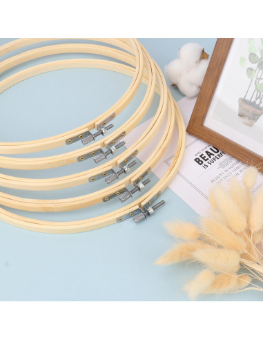 17 Aros de Bordado Ajustables IHDYPPEW 25.4 cm Bambú