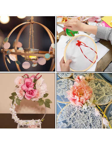 17 Aros de Bordado Ajustables IHDYPPEW 25.4 cm Bambú