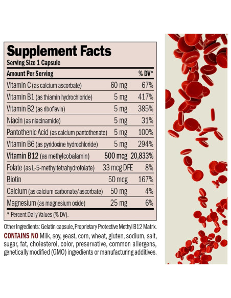 Vitamina B12 500 mcg Andrew Lessman 60 Cápsulas Methylcobalamin