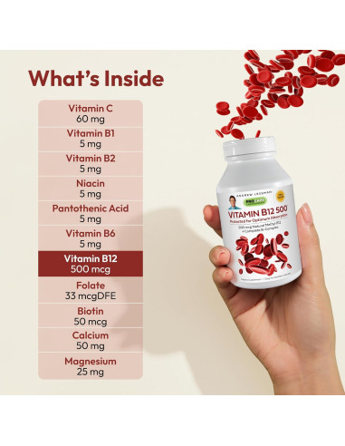 Vitamina B12 500 mcg Andrew Lessman 60 Cápsulas Methylcobalamin