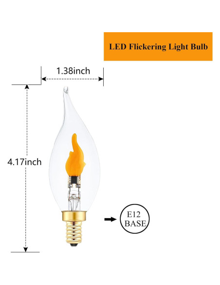Bombillas LED de Llama Parpadeante E12 Sunaiony - Paquete de 2