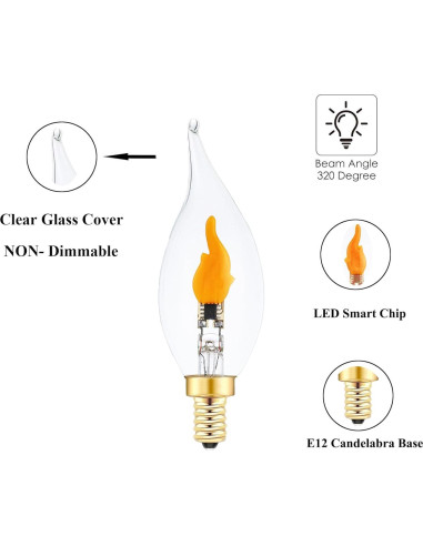 Bombillas LED de Llama Parpadeante E12 Sunaiony - Paquete de 2