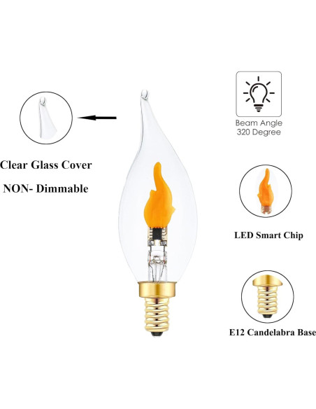 Bombillas LED de Llama Parpadeante E12 Sunaiony - Paquete de 2