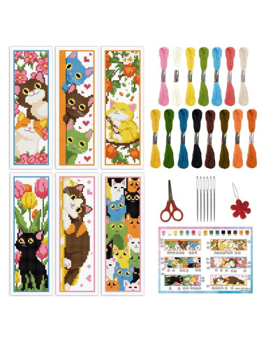 Kit de Marcadores de Punto de Cruz INFUNLY Gato Bonito 6 Piezas