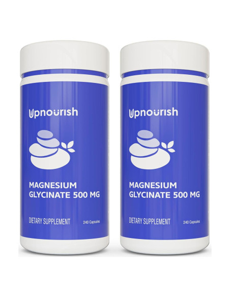 Cápsulas de Magnesio Glicinato UpNourish 500mg - 2 Botellas