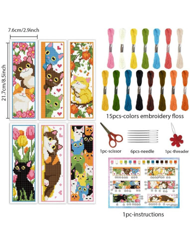 Kit de Marcadores de Punto de Cruz INFUNLY Gato Bonito 6 Piezas