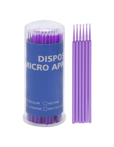 Pinceles de Retoque Automotriz Saihisday 1.5mm Púrpura - 100 Piezas