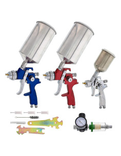 Kit de Pistola de Pulverización HVLP TCP Global 3 Boquillas 1.0/1.4/1.8mm