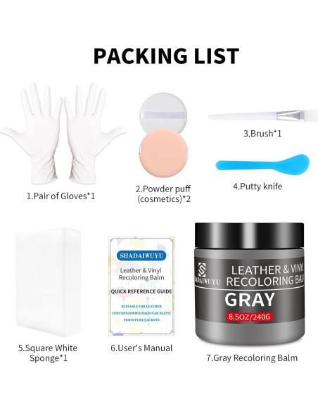 Bálsamo para Recoloración de Cuero SHADAIWUYU 240g Gris