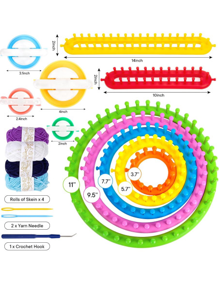 Juego de Telar de Tejer Redondo VGOODALL 18 Piezas para Bricolaje