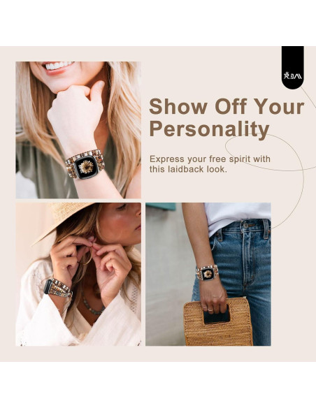 Pulsera de cuentas Boho JR.DM para Fitbit Versa 4/3/Sense 2
