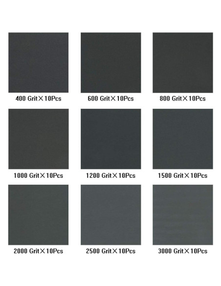 Papel de Lija Húmedo Seco 90 Pcs VERONES 22.49x9 cm Grano 400-3000