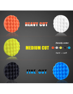 Kit de Almohadillas de Pulido POLIWELL 6" con Bonete y Adaptador 2