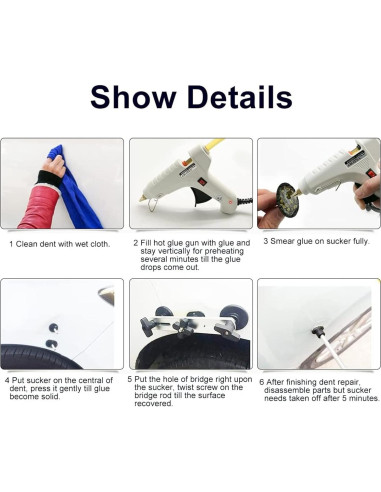 Extractor de Puente de Abolladuras Sin Pintura 6 Ventosas