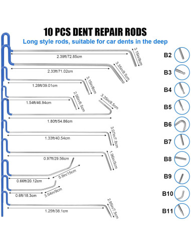 Kit de Eliminación de Abolladuras Xeoca 20 Piezas Acero Inoxidable