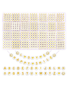 XIMISHOP 1400pcs Cuentas Letras Doradas Acrílicas 4x7mm