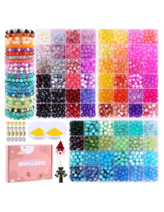 Kit de Pulseras de 2080 Perlas de Vidrio Wuollgess 8mm