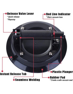 Ventosa Cóncava IMT 9" para Vidrio y Parabrisas - 108.86kg 2