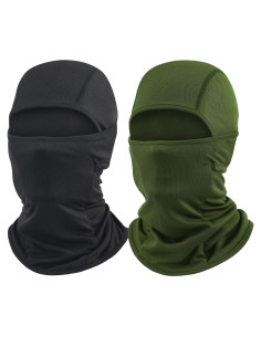 Máscara Balaclava UV Unisex Grande - 2 Paquetes, Negro y Verde