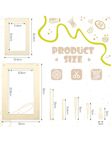 Kit de Telar Rectangular Thyle 6 Juegos Madera DIY 13.5x19.8cm