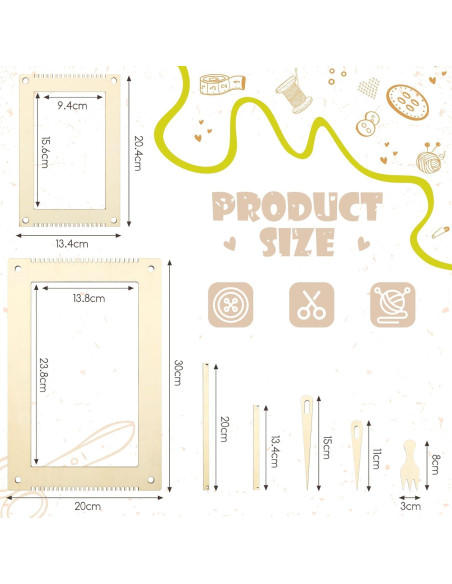 Kit de Telar Rectangular Thyle 6 Juegos Madera DIY 13.5x19.8cm