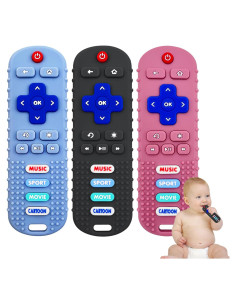 Paquete de 3 Mordedores de Silicona Control Remoto Bebés