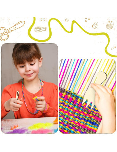 Kit de Telar Rectangular Thyle 6 Juegos Madera DIY 13.5x19.8cm