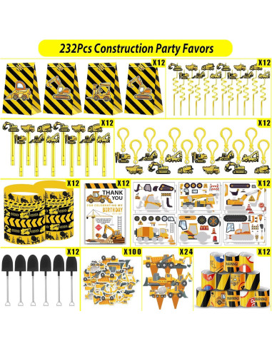 Suministros de Fiesta de Cumpleaños de Construcción 232pcs PLOUGVI
