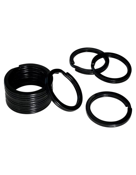 10 Anillos de Llave Planos HeeYaa 20mm Acero Inoxidable Negro