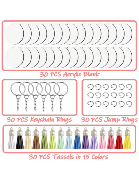 Kit de Fabricación de Llaveros RAINFLOW 120 Piezas Acrílico