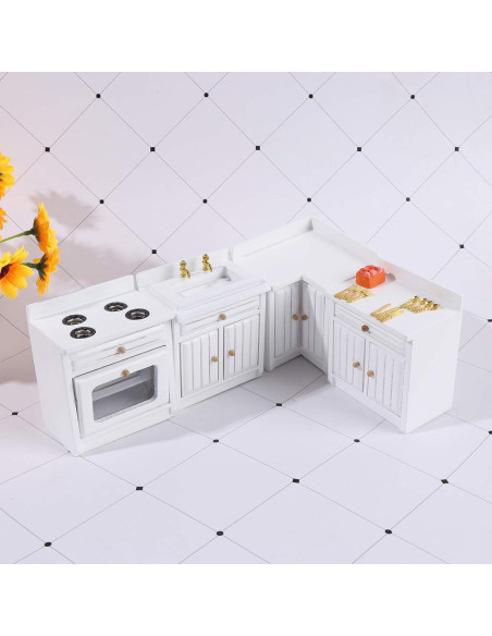 Kit de Muebles de Cocina para Casa de Muñecas Haomian 1:12