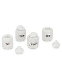 Juego de 4 Tarros de Azúcar Miniatura Cutemini 1:12 Porcelana