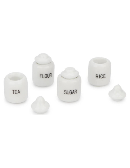 Juego de 4 Tarros de Azúcar Miniatura Cutemini 1:12 Porcelana