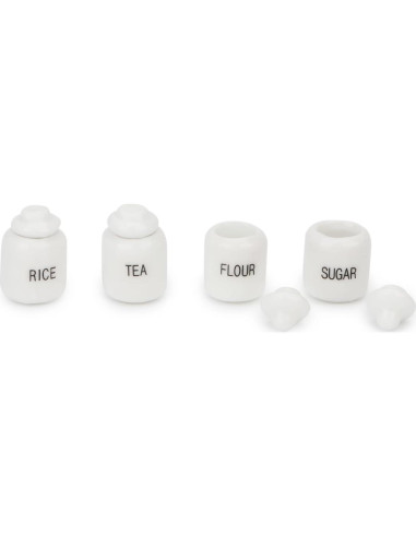 Juego de 4 Tarros de Azúcar Miniatura Cutemini 1:12 Porcelana