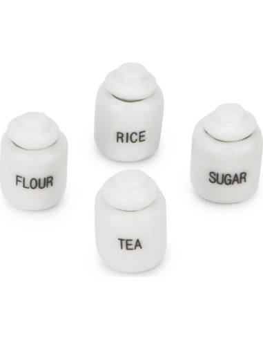 Juego de 4 Tarros de Azúcar Miniatura Cutemini 1:12 Porcelana