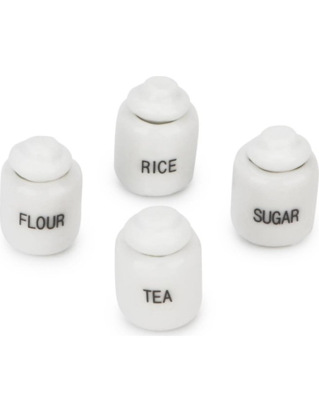 Juego de 4 Tarros de Azúcar Miniatura Cutemini 1:12 Porcelana