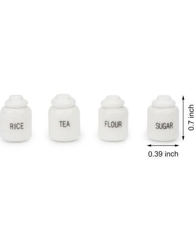 Juego de 4 Tarros de Azúcar Miniatura Cutemini 1:12 Porcelana