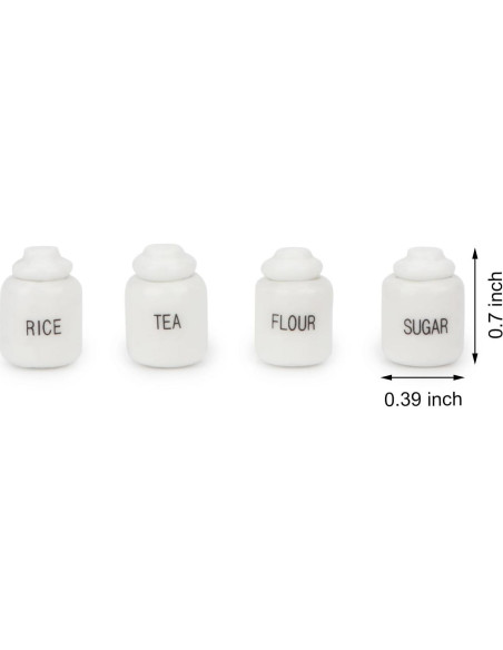Juego de 4 Tarros de Azúcar Miniatura Cutemini 1:12 Porcelana