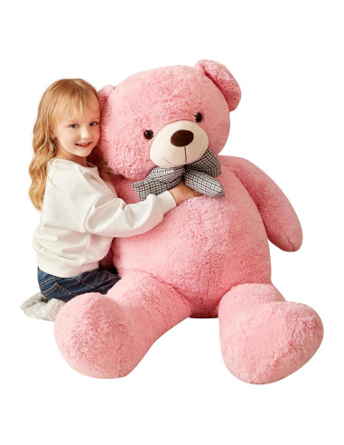 Oso de Peluche Gigante IKASA Rosa 119 cm Suave y Duradero