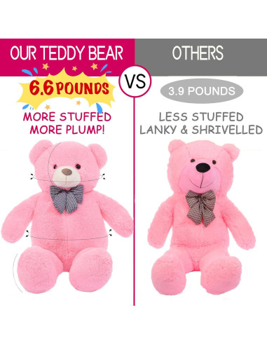 Oso de Peluche Gigante IKASA Rosa 119 cm Suave y Duradero