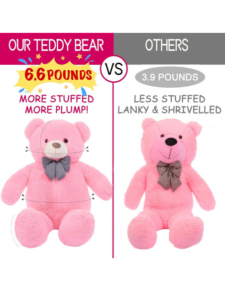 Oso de Peluche Gigante IKASA Rosa 119 cm Suave y Duradero