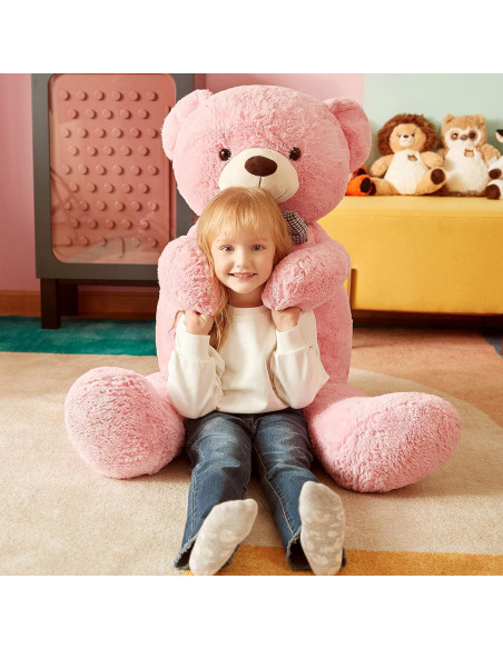 Oso de Peluche Gigante IKASA Rosa 119 cm Suave y Duradero