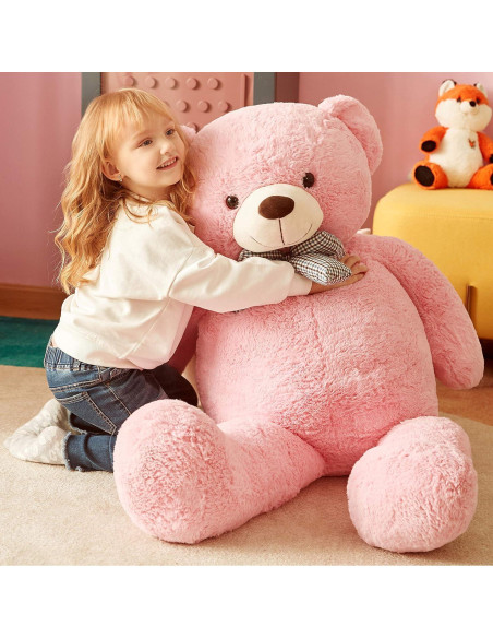 Oso de Peluche Gigante IKASA Rosa 119 cm Suave y Duradero