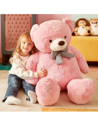 Oso de Peluche Gigante IKASA Rosa 119 cm Suave y Duradero