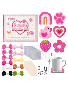 Kit de Posavasos de Aguja de Punch WATINC - 23 Piezas Rosa