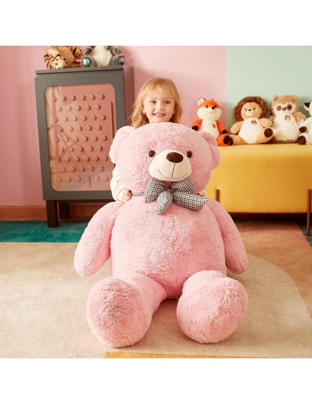 Oso de Peluche Gigante IKASA Rosa 119 cm Suave y Duradero
