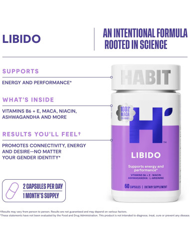 Suplemento de Libido HABIT 60 Cápsulas Veganas - Energía y Rendimiento